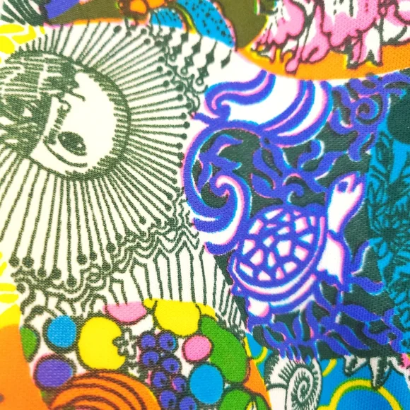 Very Rare Vanda Fashions Key West Hand Printed 70s Patchwork Cardigan Jacket - Picture 7 of 11